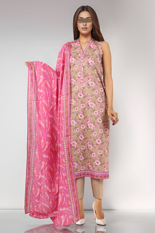 Unstitched Printed Lawn 2 Piaece (Shirt/Dupatta)