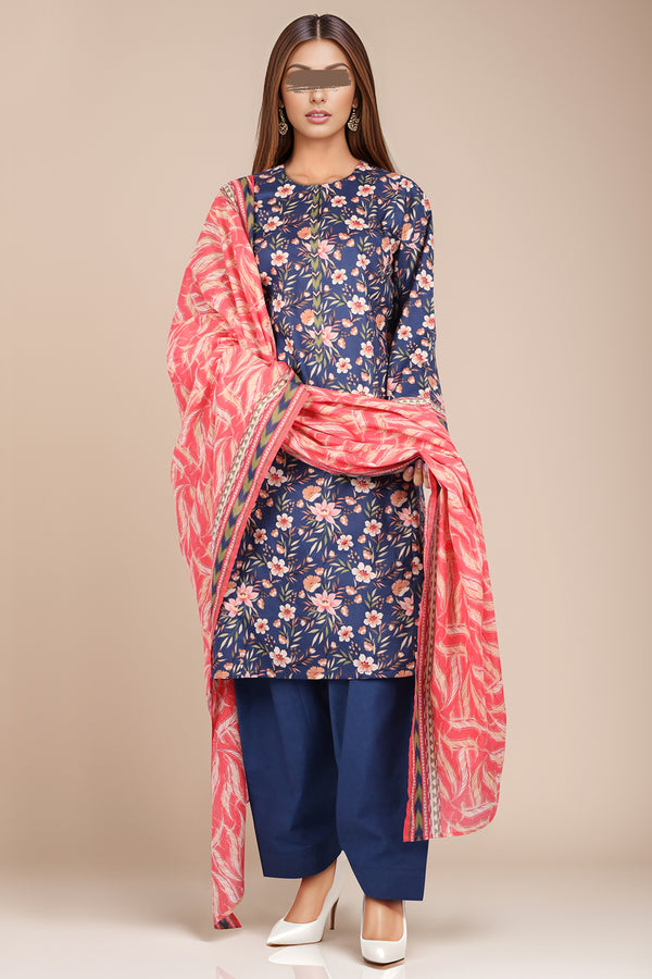 Unstitched Printed Lawn 2 Piece (Shirt/Dupatta)