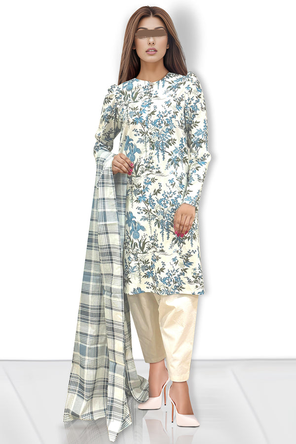 Unstitched Printed Lawn 2 Piece (Shirt/Dupatta)