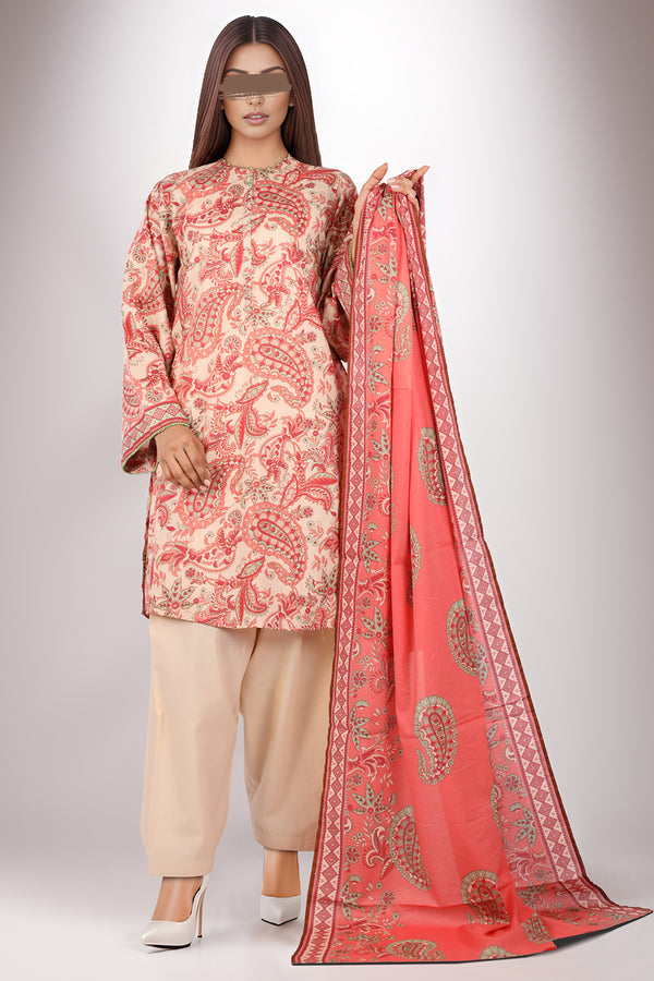 Unstitched Printed Lawn 2 Piece (Shirt/Dupatta)