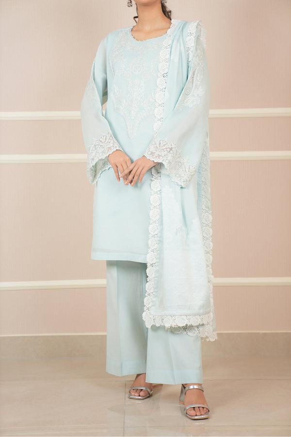 Unstitched Embroidered Cotton Net 2 Piece (Shirt/Trouser)