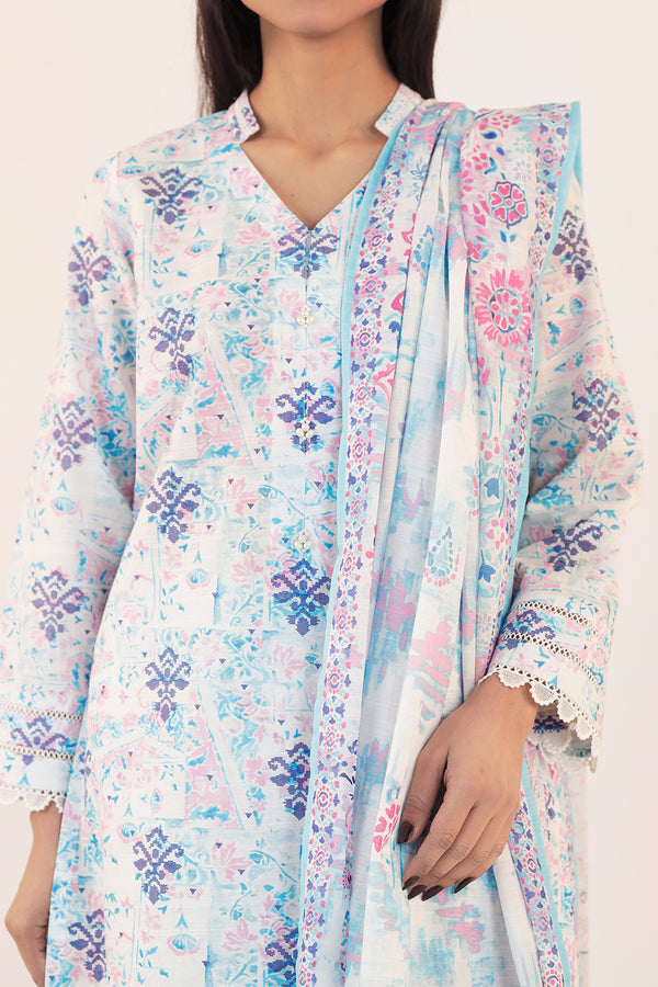 Unstitched Printed Warm Khaddar 2 Piece (Shirt/Dupatta)