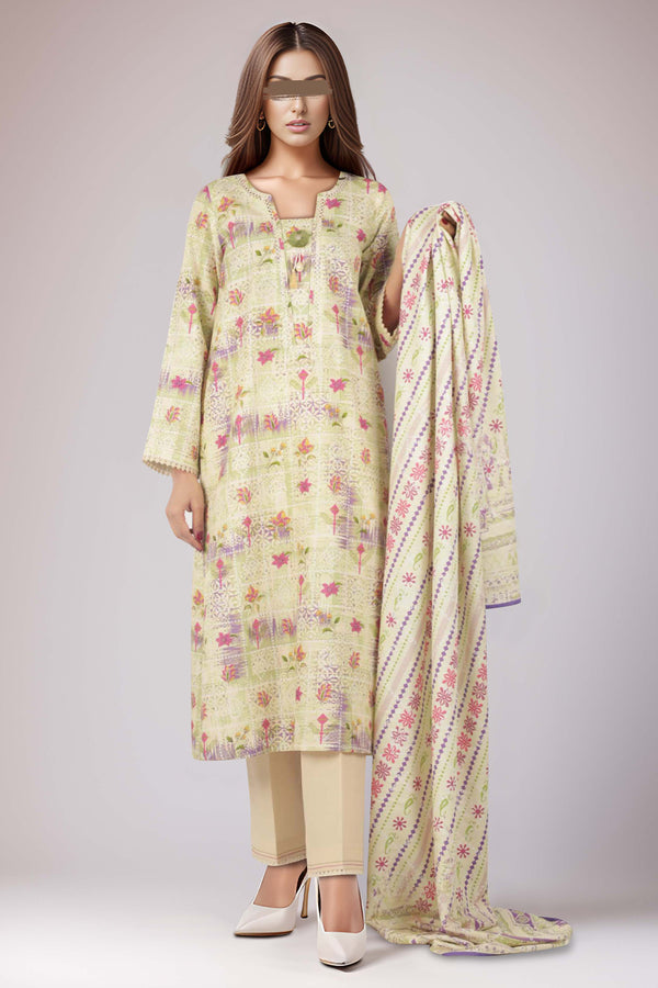 Unstitched Printed Cotton Khaddar 3 Piece