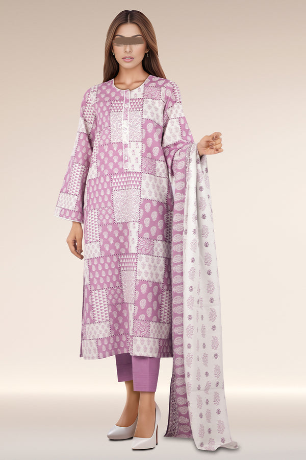 Unstitched Printed Cotton Khaddar 3 Piece