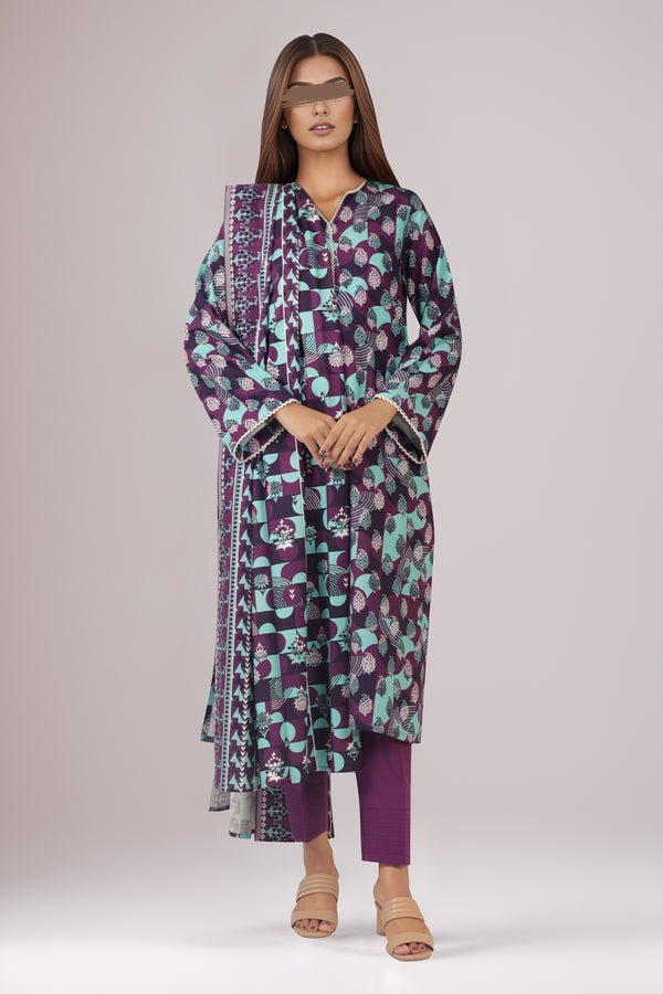 Unstitched Printed Cotton Khaddar 3 Piece