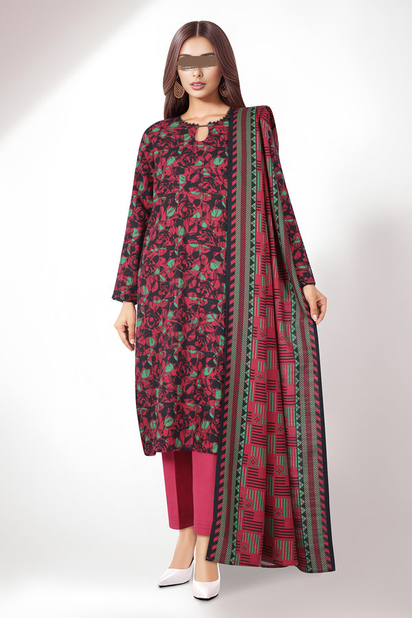 Unstitched Printed Cotton Khaddar 3 Piece