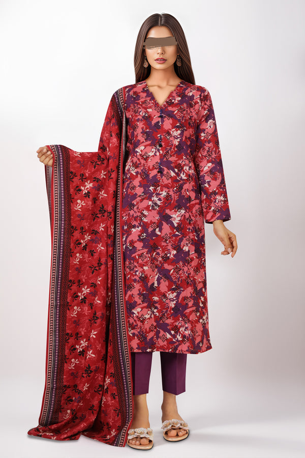 Unstitched Printed Cotton Khaddar 3 Piece