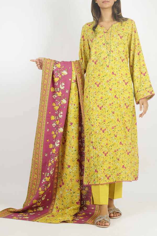 Unstitched Printed Khaddar Viscose 3 Piece