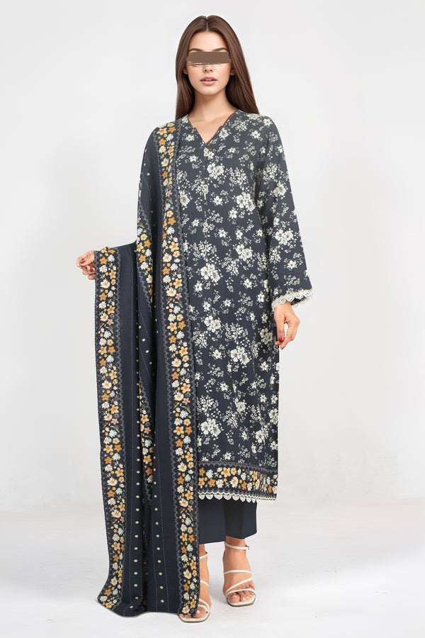 Unstitched Printed Khaddar 3 Piece