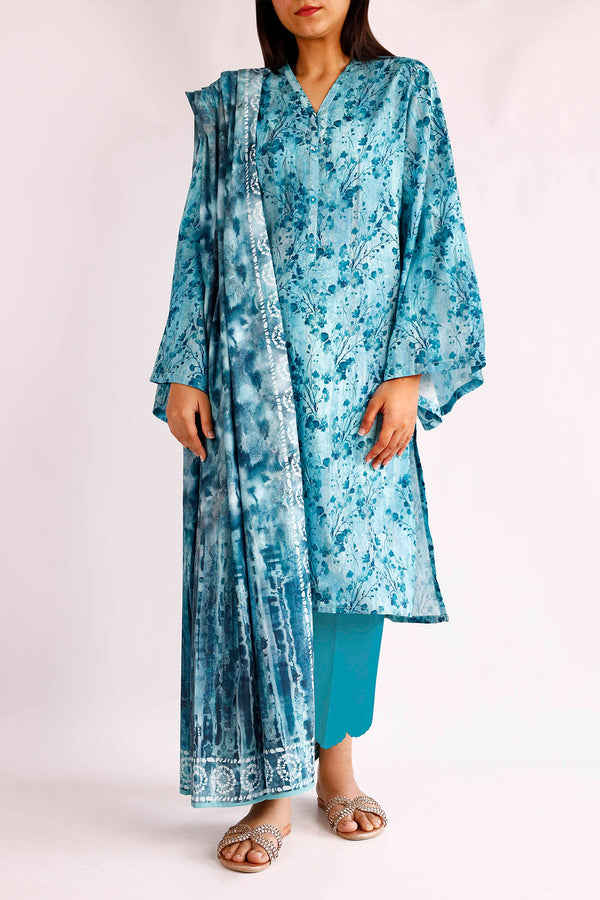 Unstitched Printed Arabic Linen 3 Piece