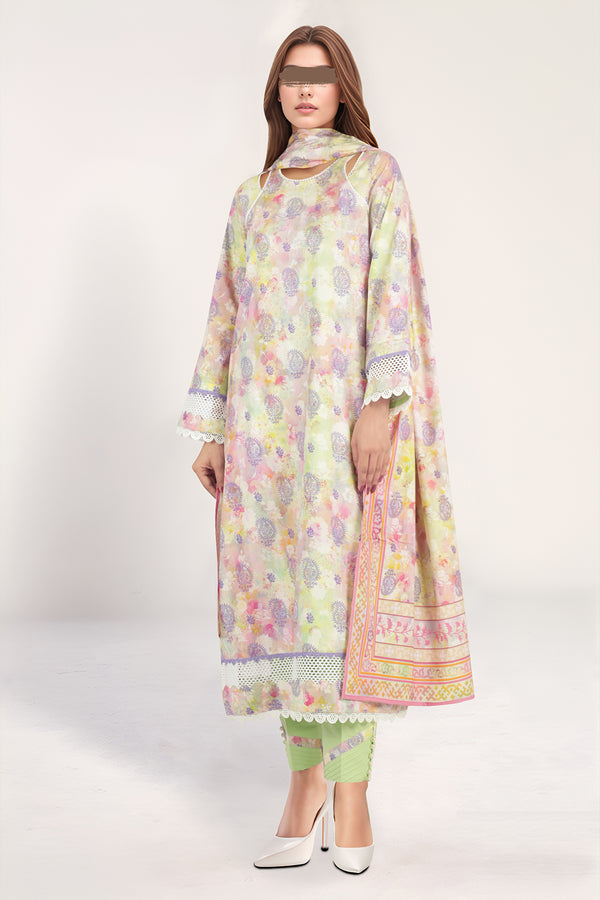 Unstitched Printed Cotton Viscose 3 Piece