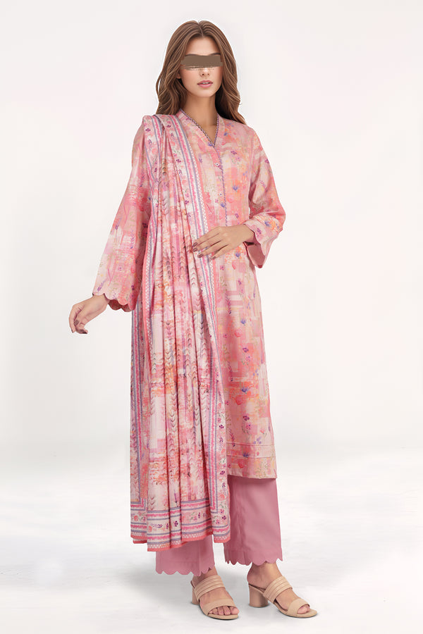 Unstitched Printed Cotton Viscose 3 Piece