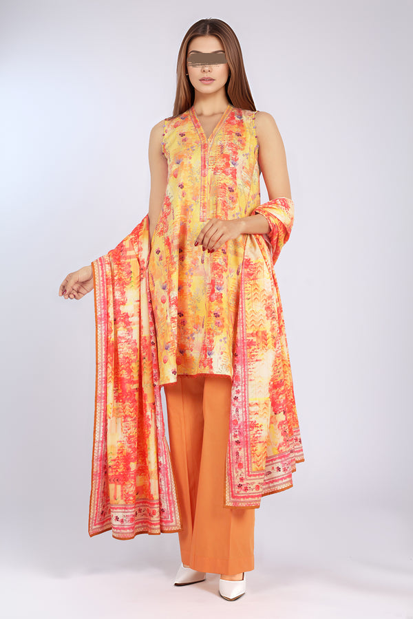 Unstitched Printed Cotton Viscose 3 Piece