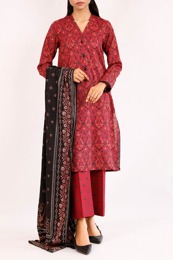 Unstitched Printed Cotton Khaddar 3 Piece