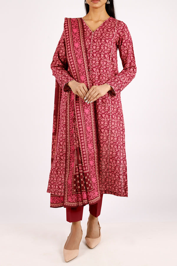 Unstitched Printed Khaddar 3 Piece