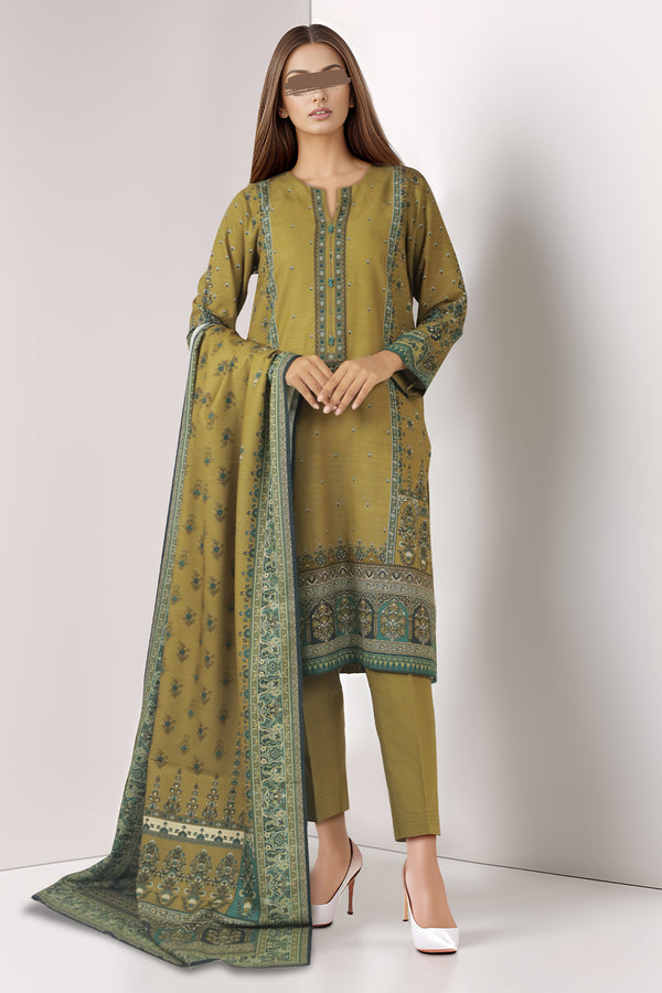 Unstitched Printed Khaddar Viscose 3 Piece