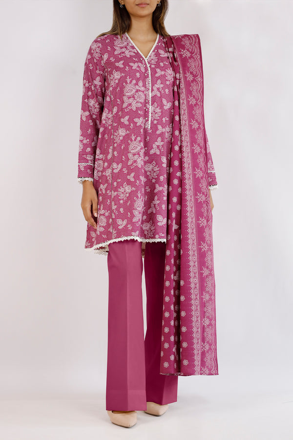 Unstitched Printed Jacquard Khaddar 3 Piece