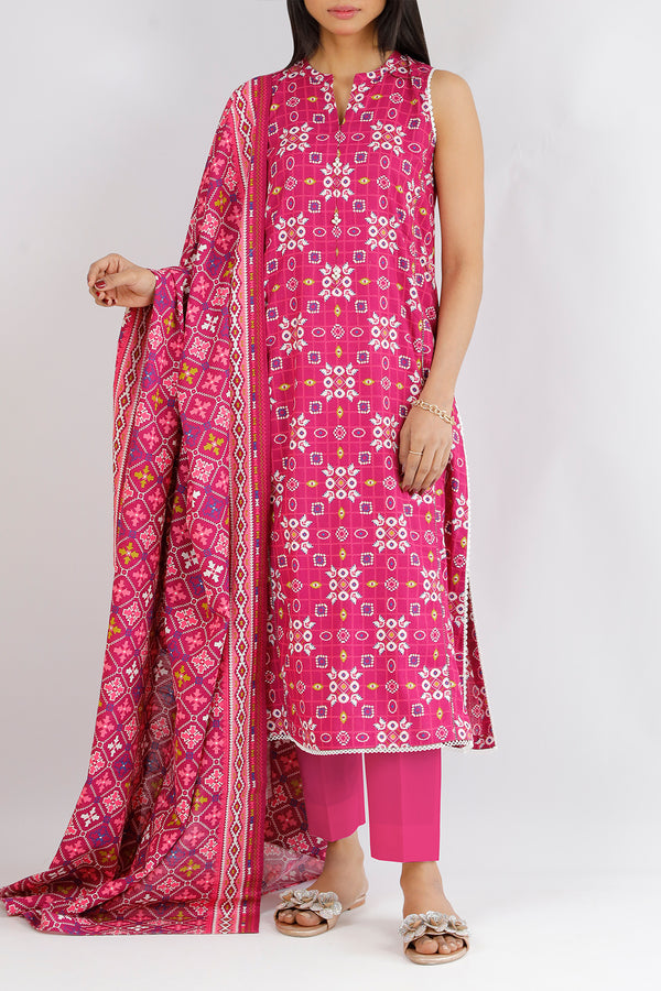 Unstitched Printed Jacquard Khaddar 3 Piece