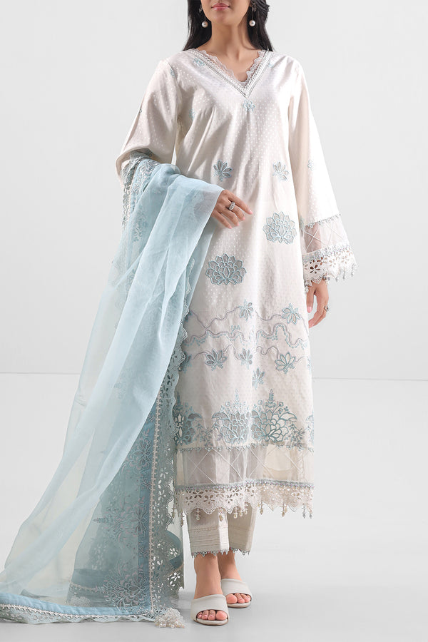 Unstitched Embroidered Self Jacquard 3 Piece