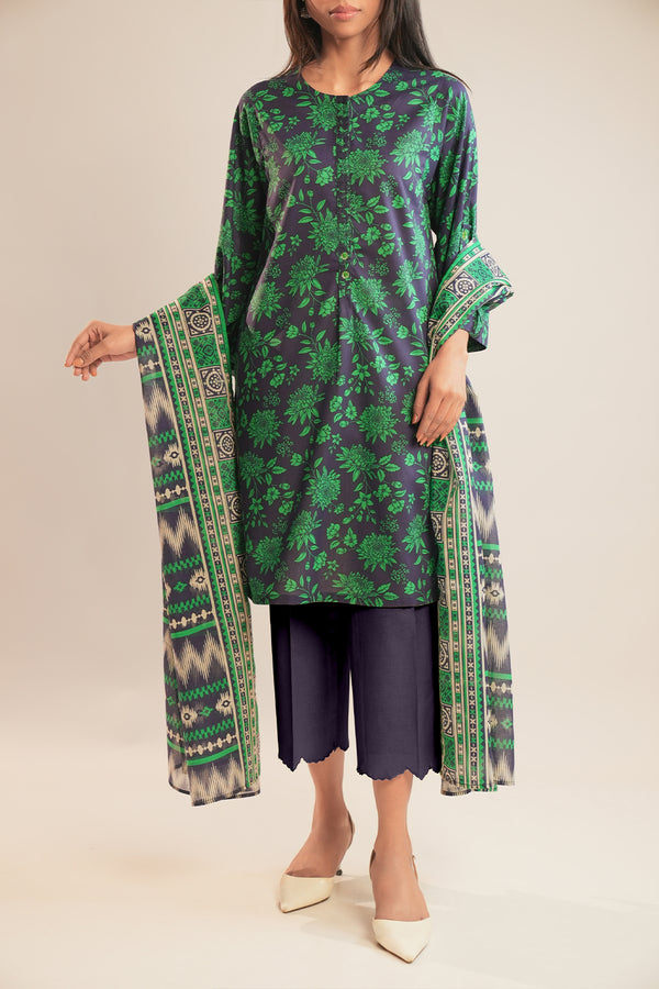 Unstitched Printed Lawn 3 Piece