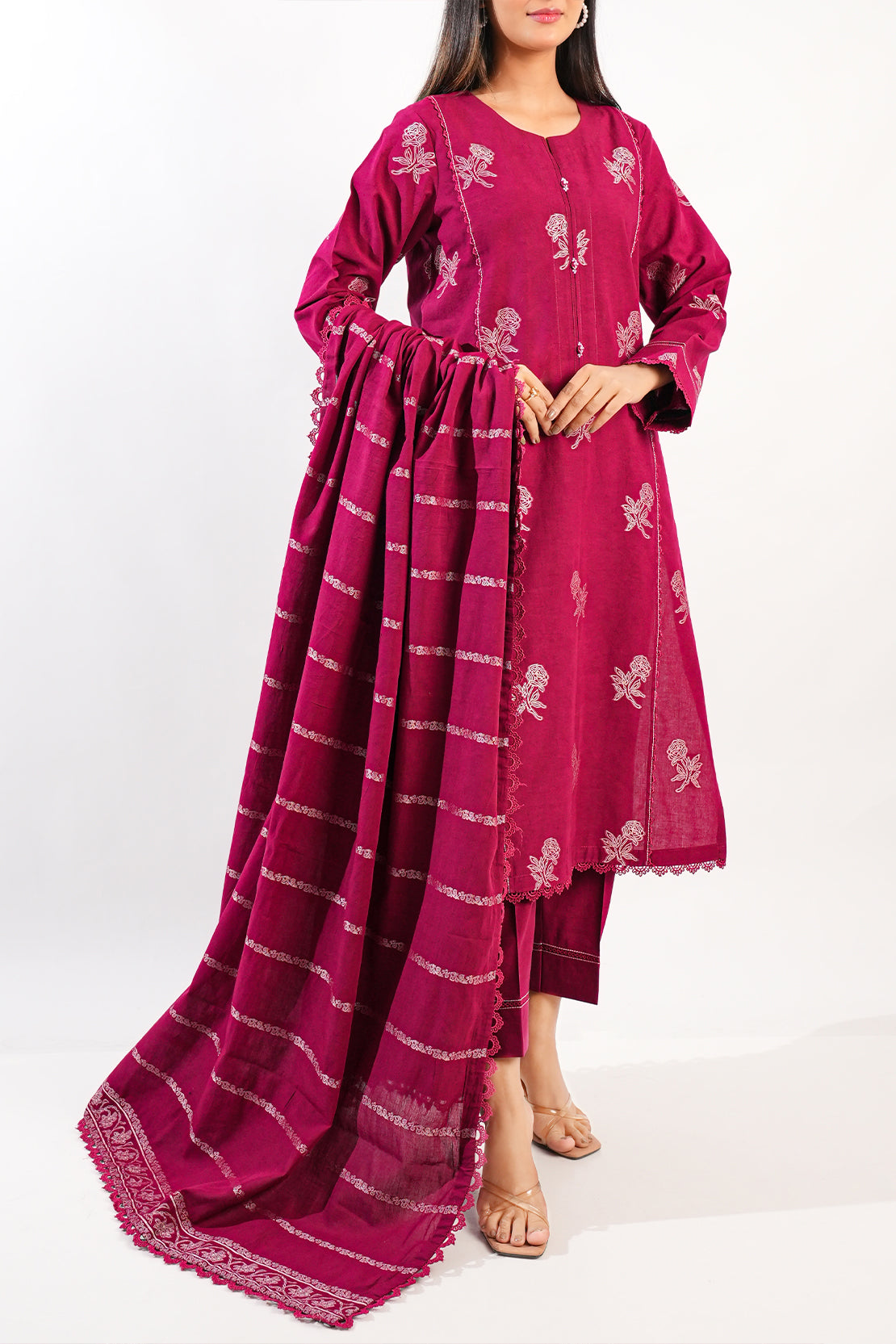 Unstitched Jacquard Cotton 3 Piece – SAYA