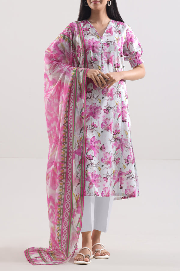 Unstitched Printed Arabic Lawn 3 Piece
