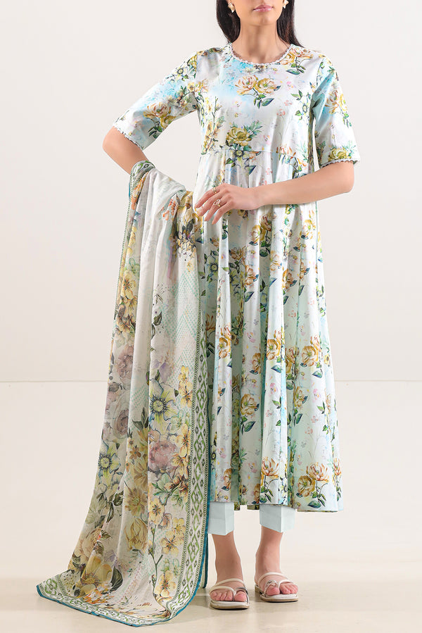 Unstitched Printed Arabic Lawn 3 Piece