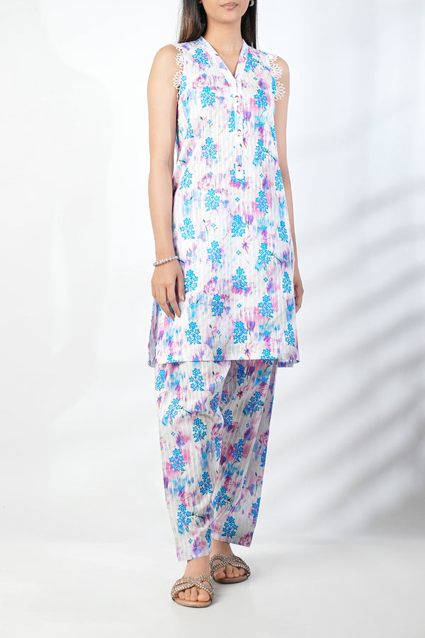 Unstitched Printed Lawn 2 Piece Shirt/Trouser