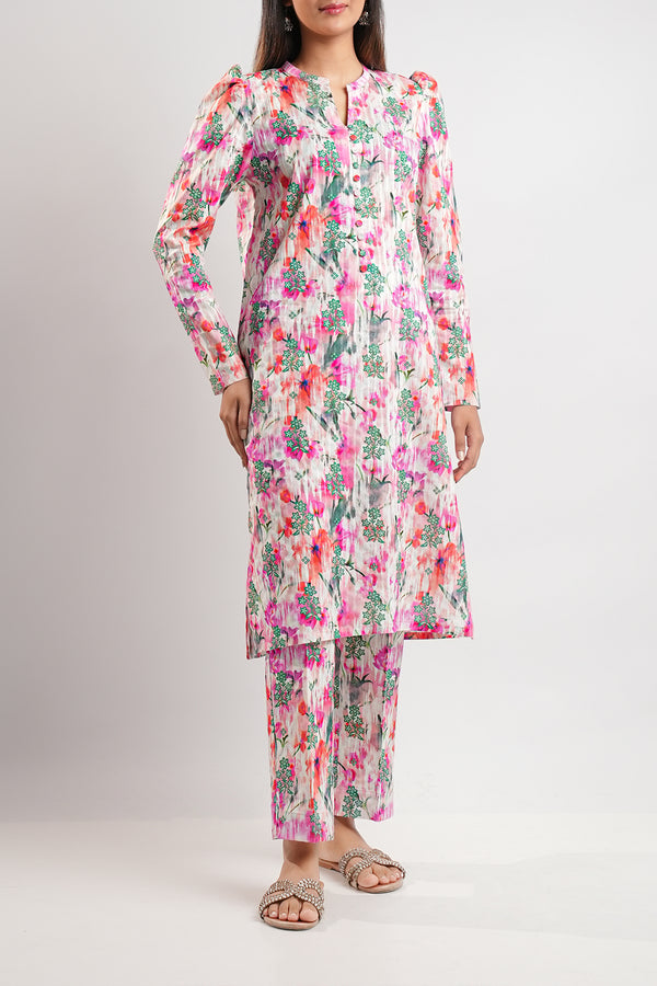 Unstitched Printed Lawn 2 Piece Shirt/Trouser