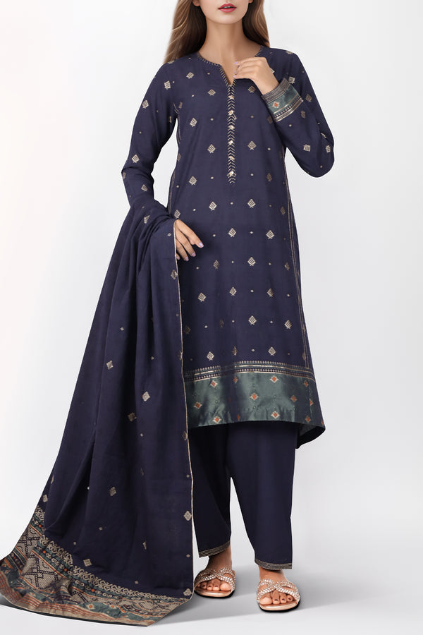 Unstitched Jacquard Cotton 3 Piece