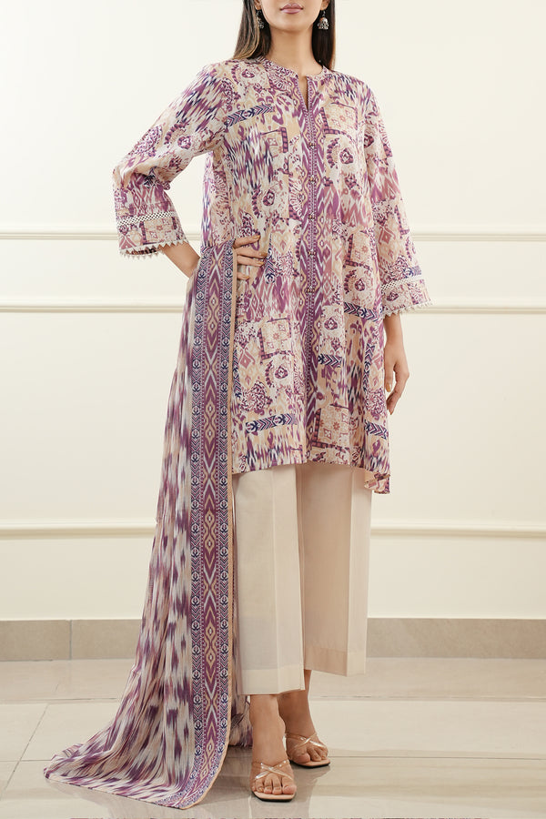 Unstitched Printed Lawn 3 Piece