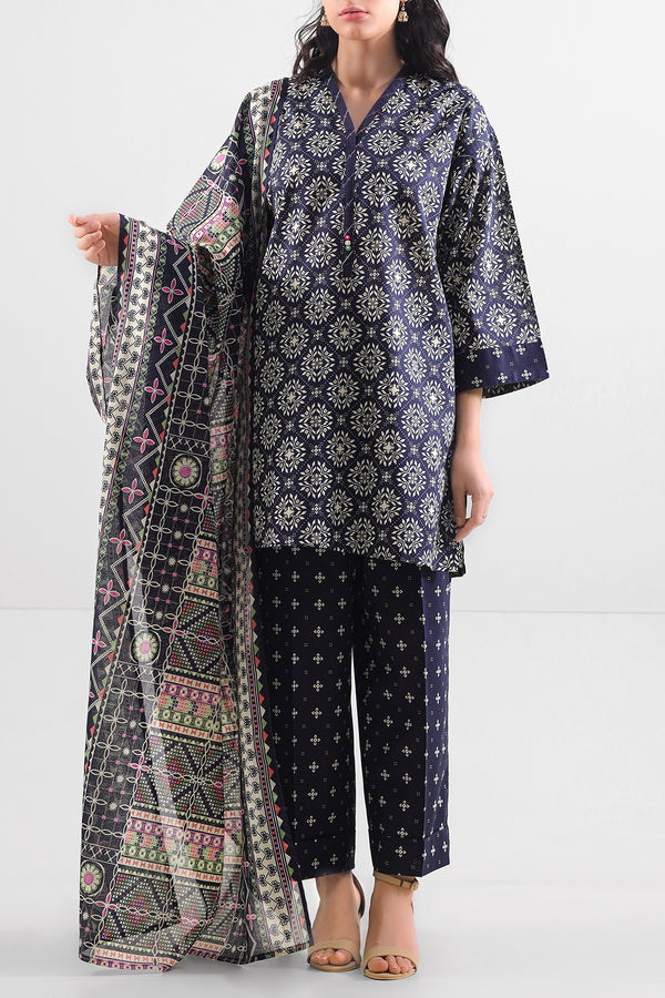 Unstitched Printed Lawn 2 Piece (Shirt/Dupatta)