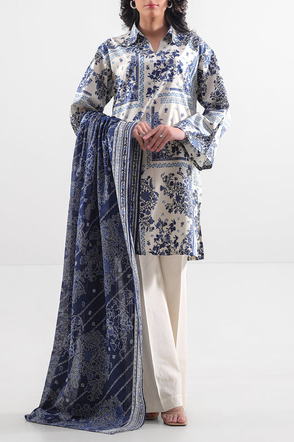 Unstitched Printed Lawn 2 Piece (Shirt/Dupatta)