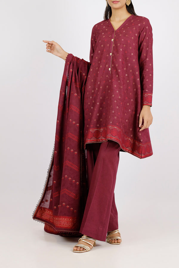 Unstitched Jacquard Cotton 3 Piece