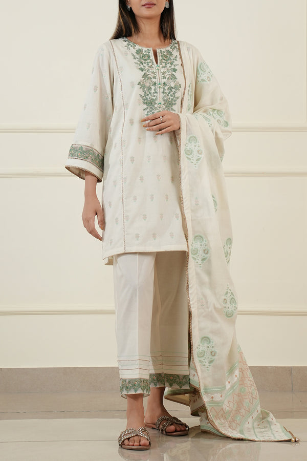 Unstitched Embroidered Jacquard Cotton 2 Piece (Shirt/Trouser)