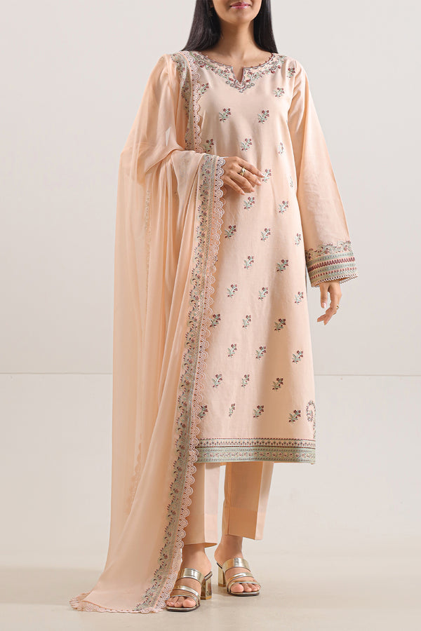 Unstitched Solid Embroidered Cambric 2 Piece (shirt/trouser)