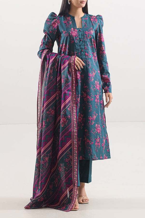 Unstitched Printed Strip Lawn 3 Piece