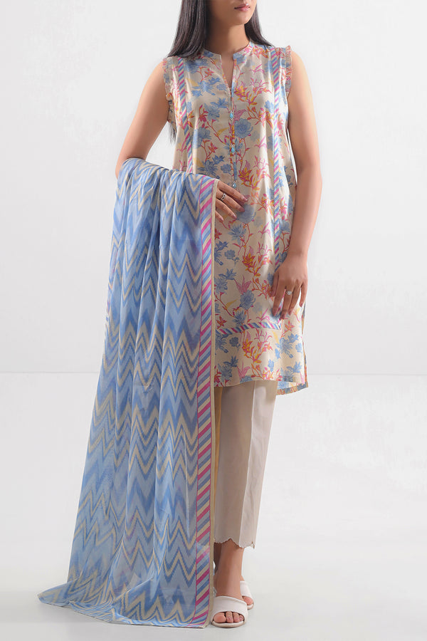 Unstitched Printed Lawn 3 Piece
