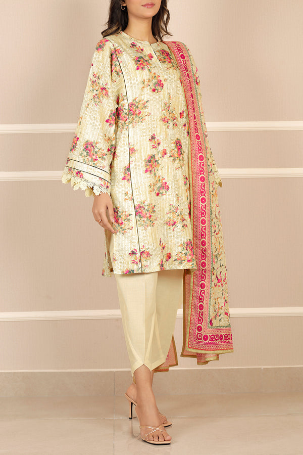 Unstitched Printed Lawn 3 Piece