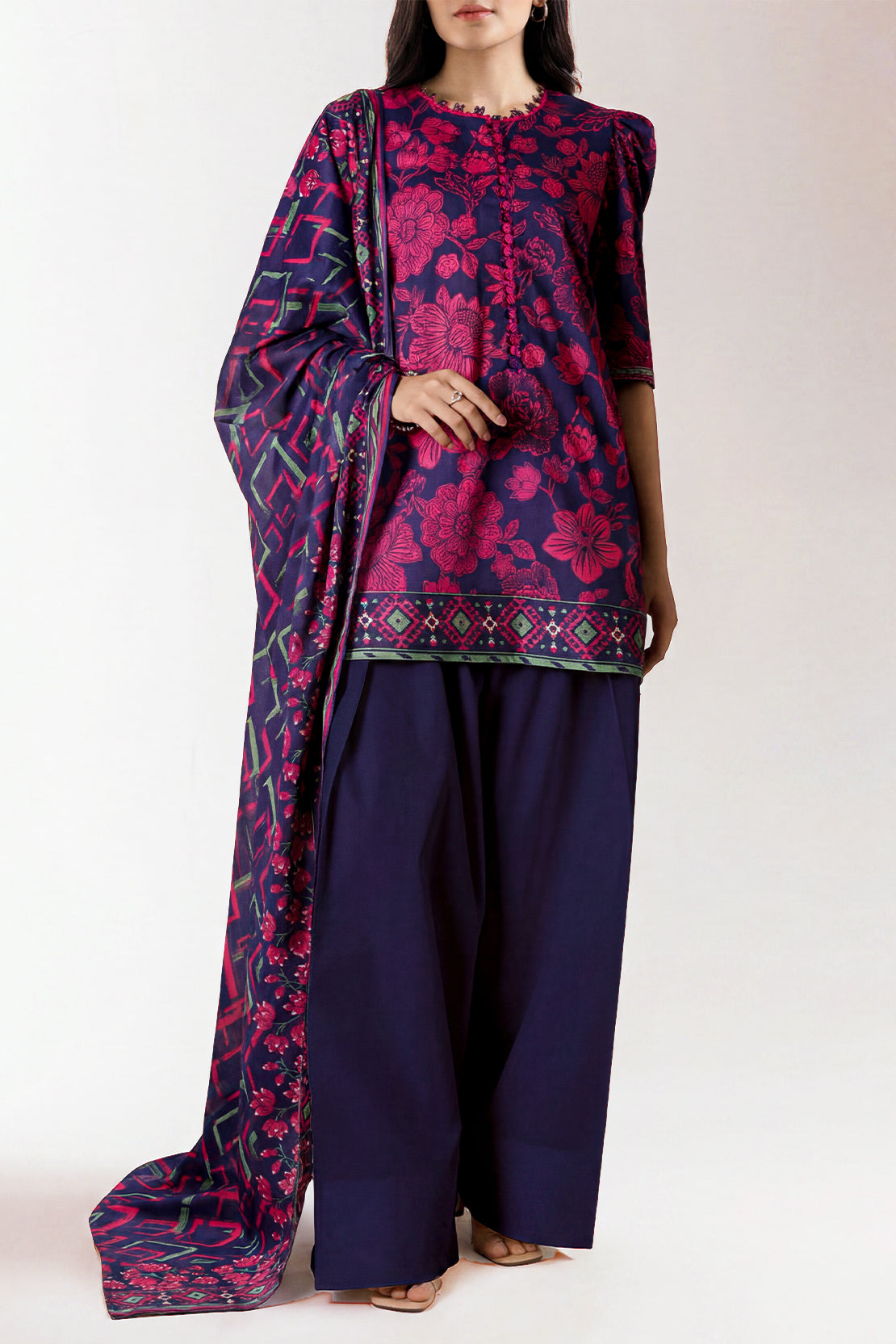 Unstitched Printed Lawn 3 Piece
