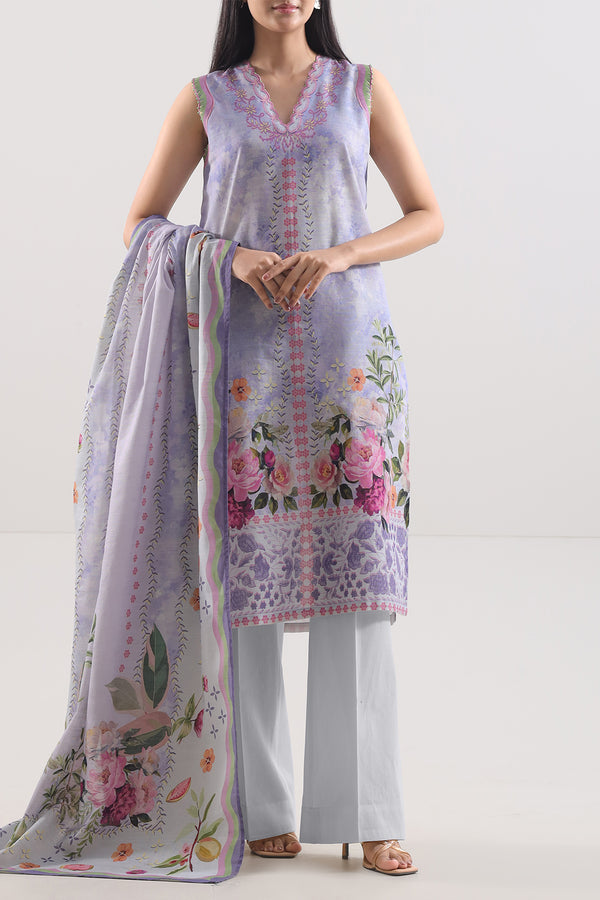 Unstitched Printed Warm Khaddar 3 Piece