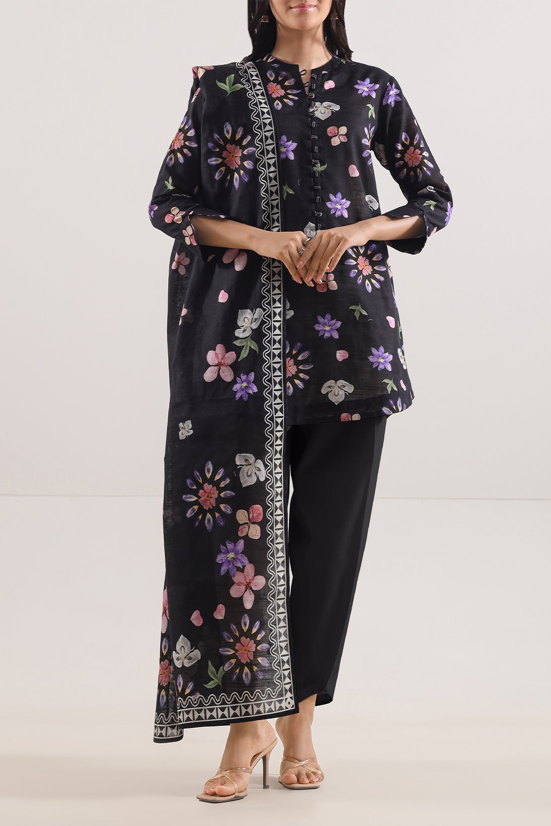 Black Cotton Khaddar 3-Piece 2