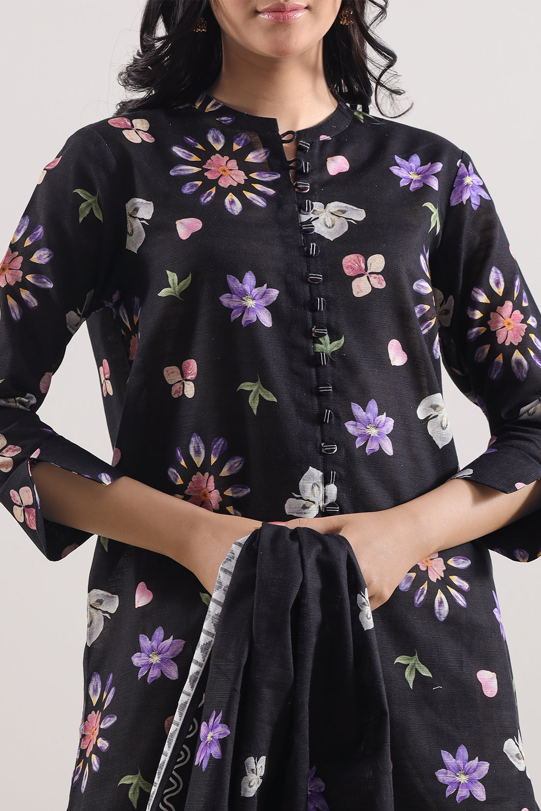 Black Cotton Khaddar 3-Piece 3