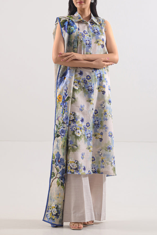 Unstitched Printed Warm Khaddar 3 Piece