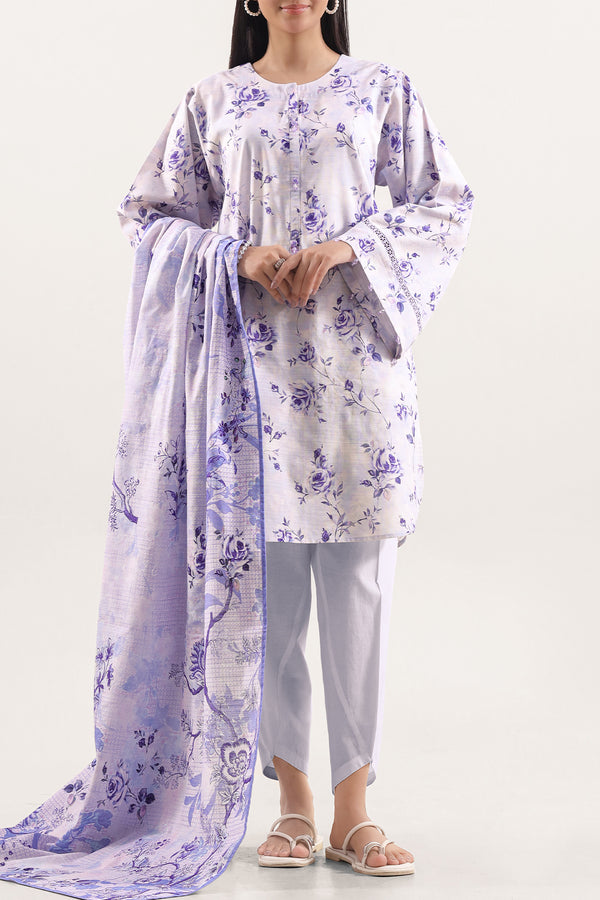 Unstitched Printed Cotton Khaddar 3 Piece