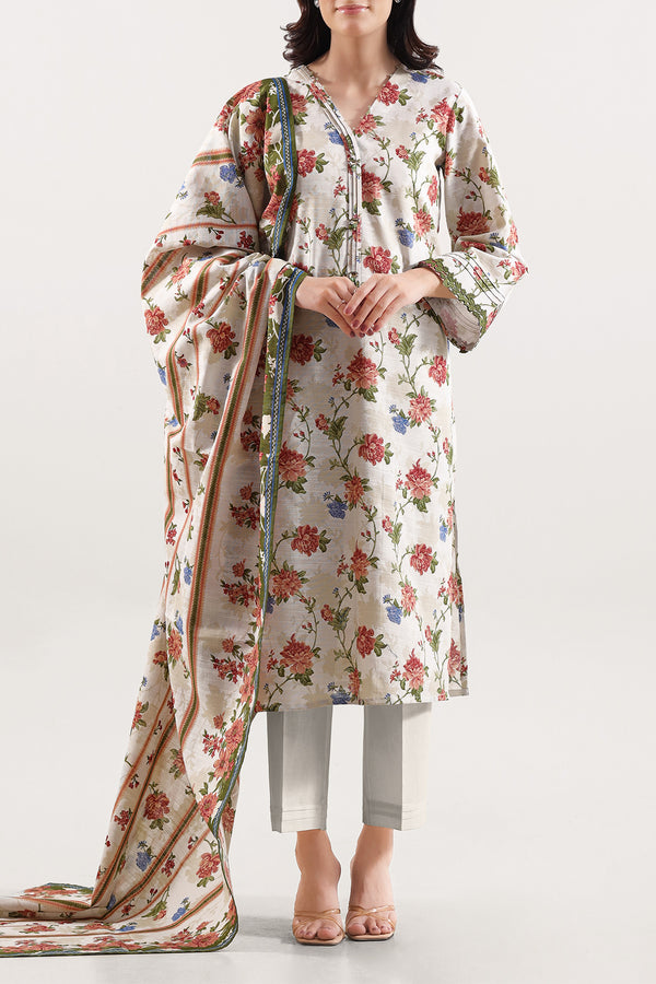 Unstitched Printed Warm Khaddar 3 Piece