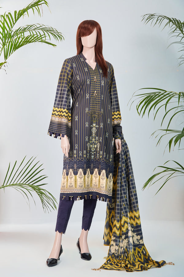 Unstitched Printed Lawn 3 Piece