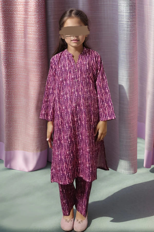SAYA's Printed Khaddar 2 Piece (Shirt/Trouser)Stitched For Mom and Daughter