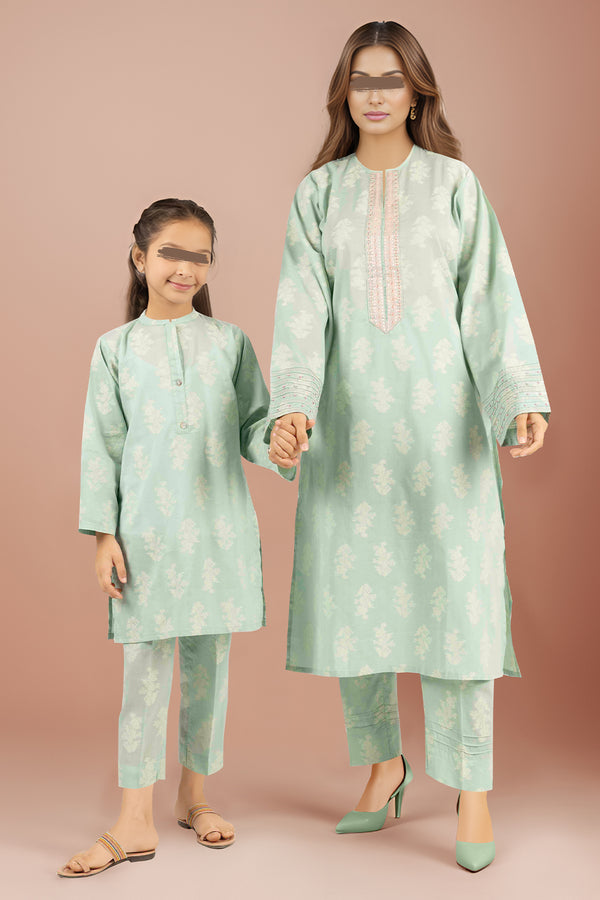 SAYA's Stitched Printed Cotton Jacquard For Mom And Daughter