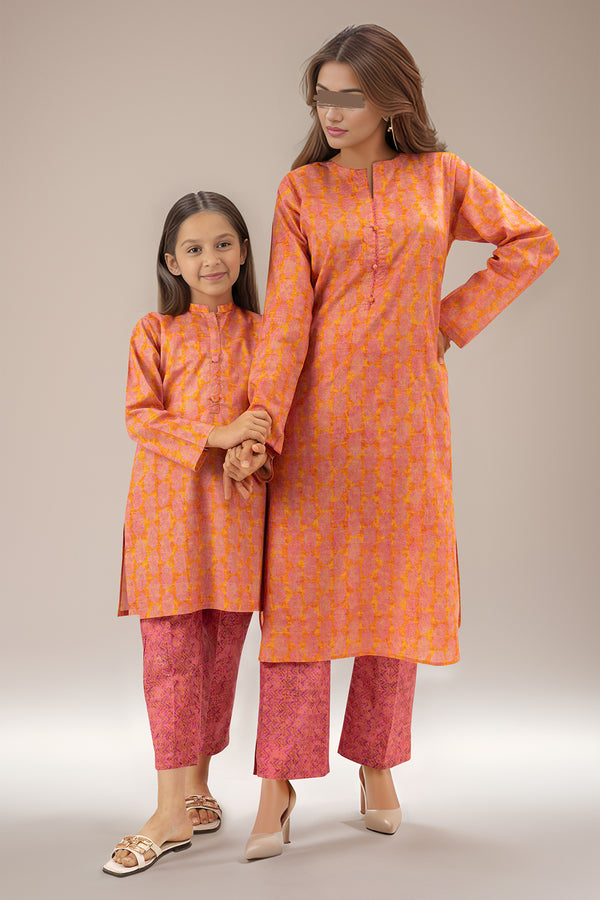 SAYA's Printed Cambric Stitched Mom And Daughter